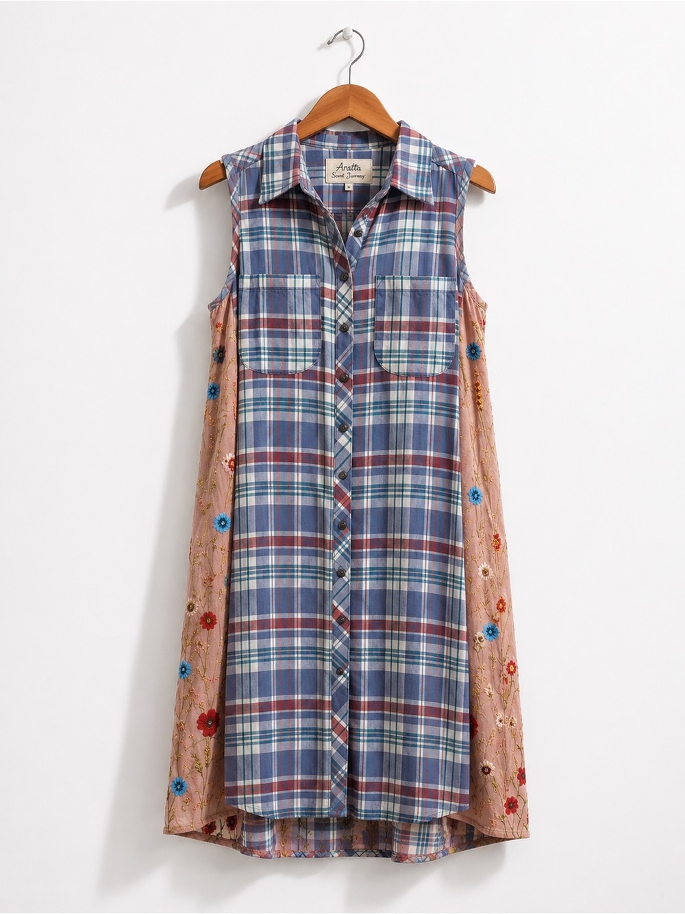 ARATTA SILENT JOURNEY ROMANTIC WESTERN PLAID FLORAL LACE TUNIC DRESS SZ S - Picture 11 of 11